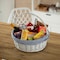 Wickerwise White Round Willow Gift Basket with Blue and White Gingham Liner and Sturdy Foldable Handles, Large QI004620.BL.L - alternate 6